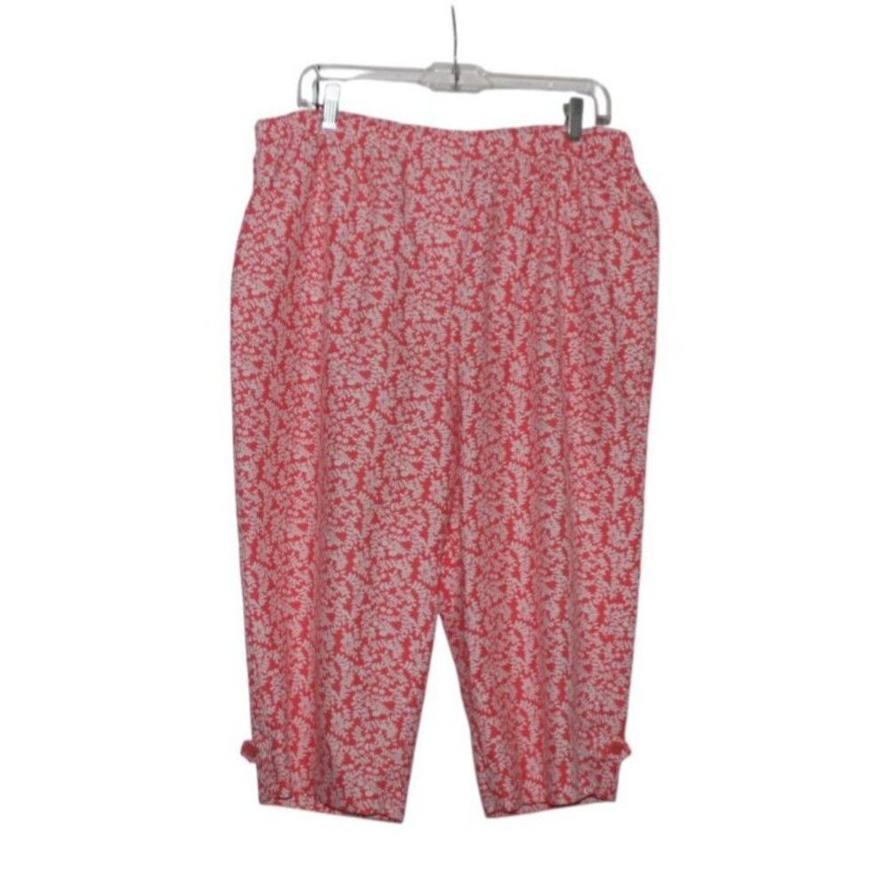 Alia Woman's Capris Pull-on Elastic Waist  Front Pockets Orange & white Size 16P